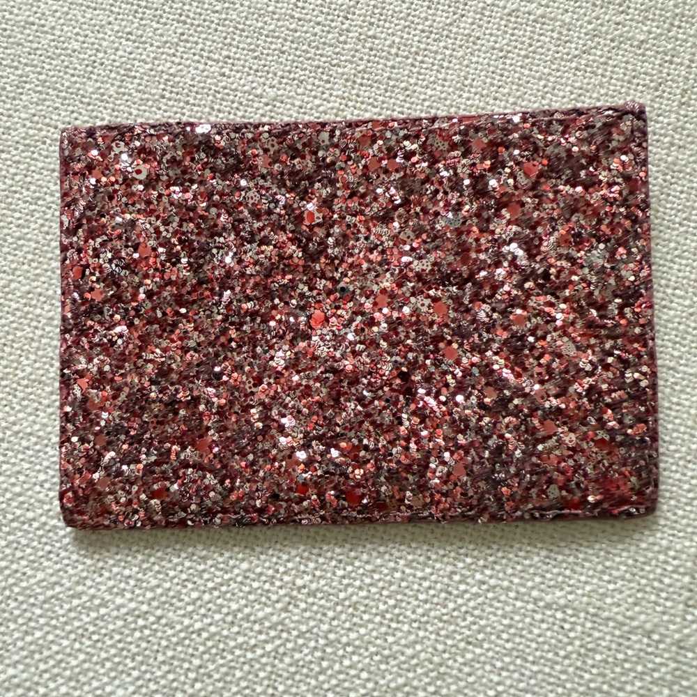 Kate Spade Greta Court Graham Dusty Peony Glitter Card Holder Wallet Barbiecore